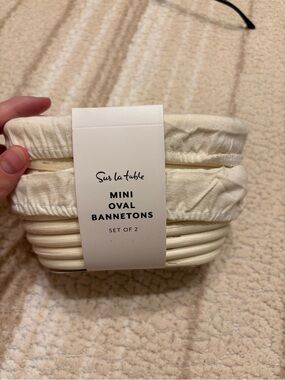 Sur La Table Cream Mini Oval Banneton Proofing Basket Set, 2-Pack
